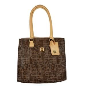 Diane Von Furstenberg Canvas Coated Brown Logo Signature Tote Bag